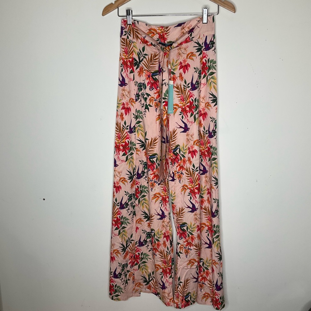 Floral Wide-Leg Trousers - Pink